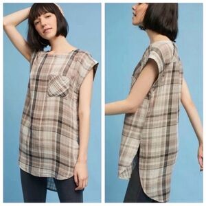 Anthropologie Akemi and Kin Plaid Tunic Blouse - Medium